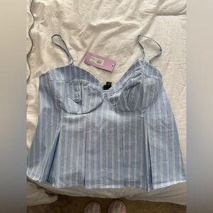 NWT Wild Fable Blue and White Striped Bustier Top